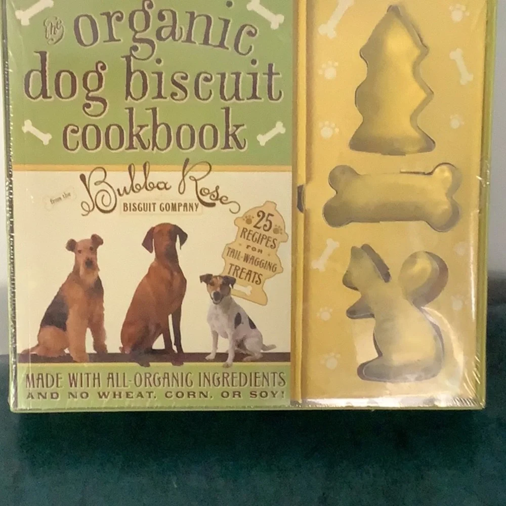 Bubba Rose Organic Dog Biscuit Cookbook with Green Cookie Cutters